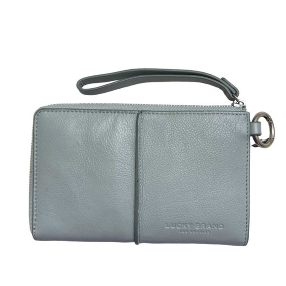 Lucky brand green leather zipper clutch wristlet
